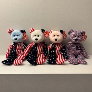 NWT Ty Set of 4 American Beanie Babies